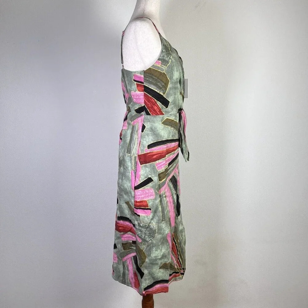 Jason Wu NWT Mini Sheath Dress Linen Blend Green Pink Tropical MSRP $425‎ - Picture 4 of 11